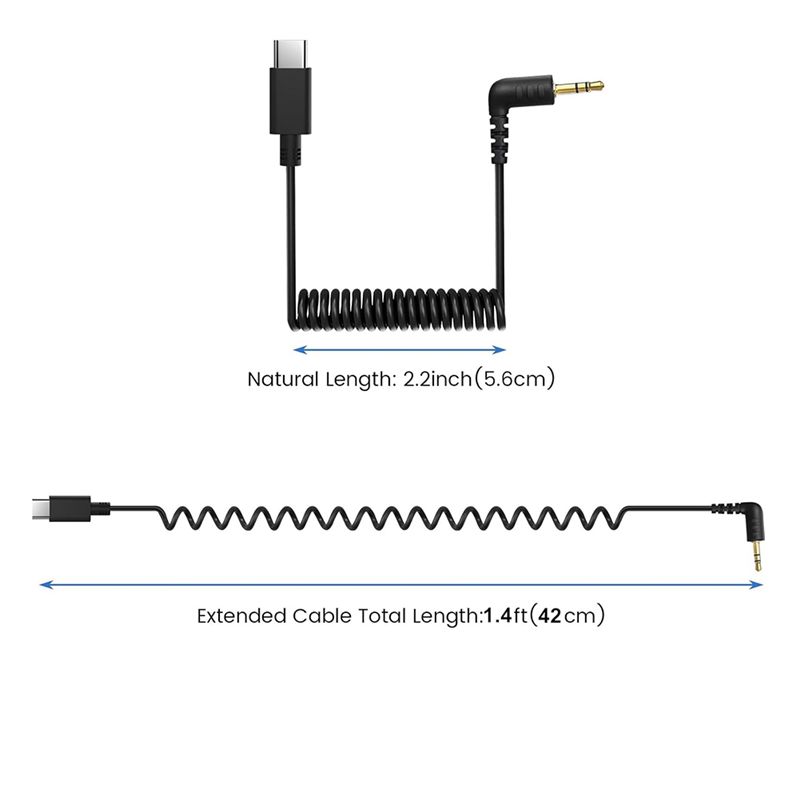 Coiled Usb Cable - DT21 USB C to 3.5mm TRS