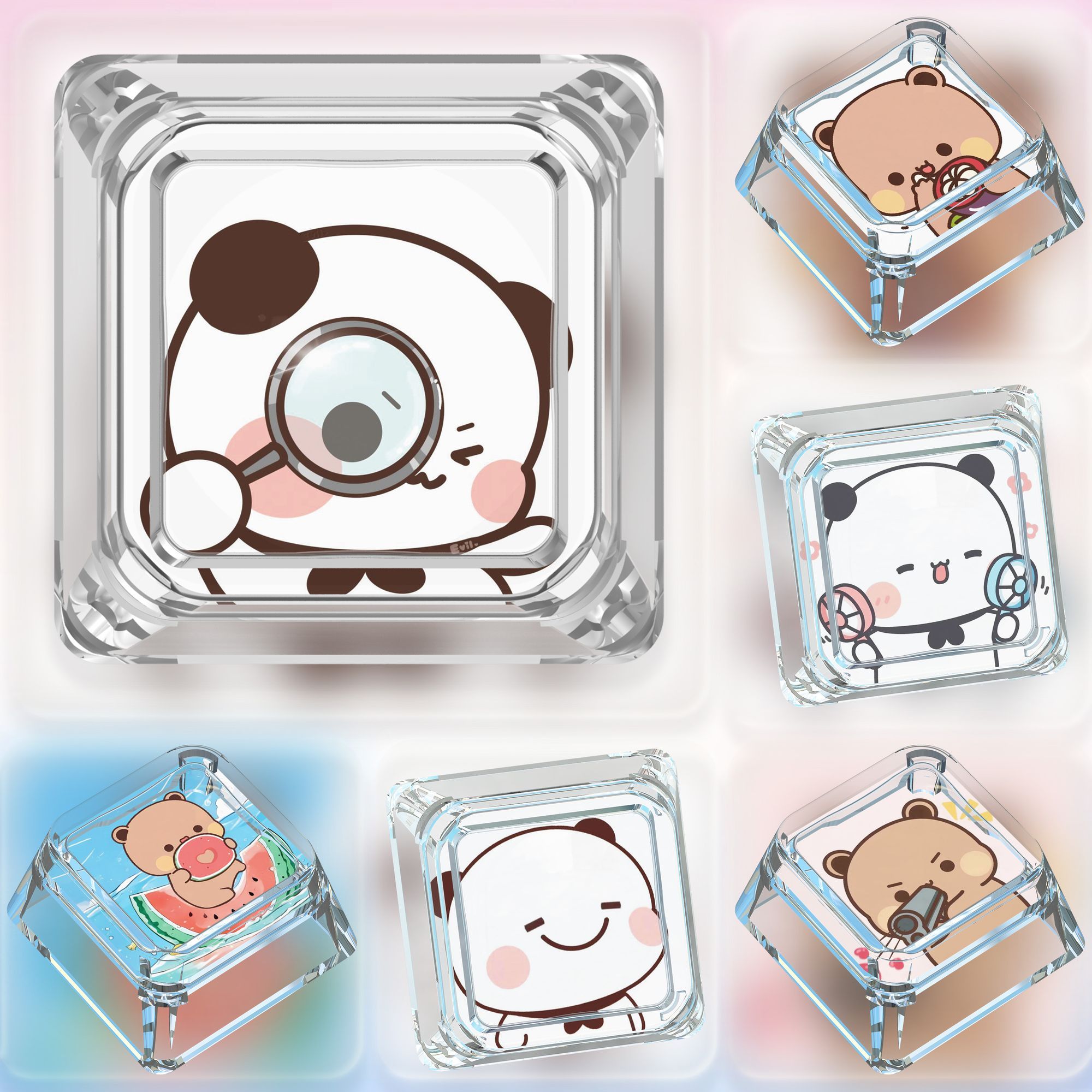 Gaming Keyboard Mechanical - Cute Bubu Dudu Keycaps ABS Custom
