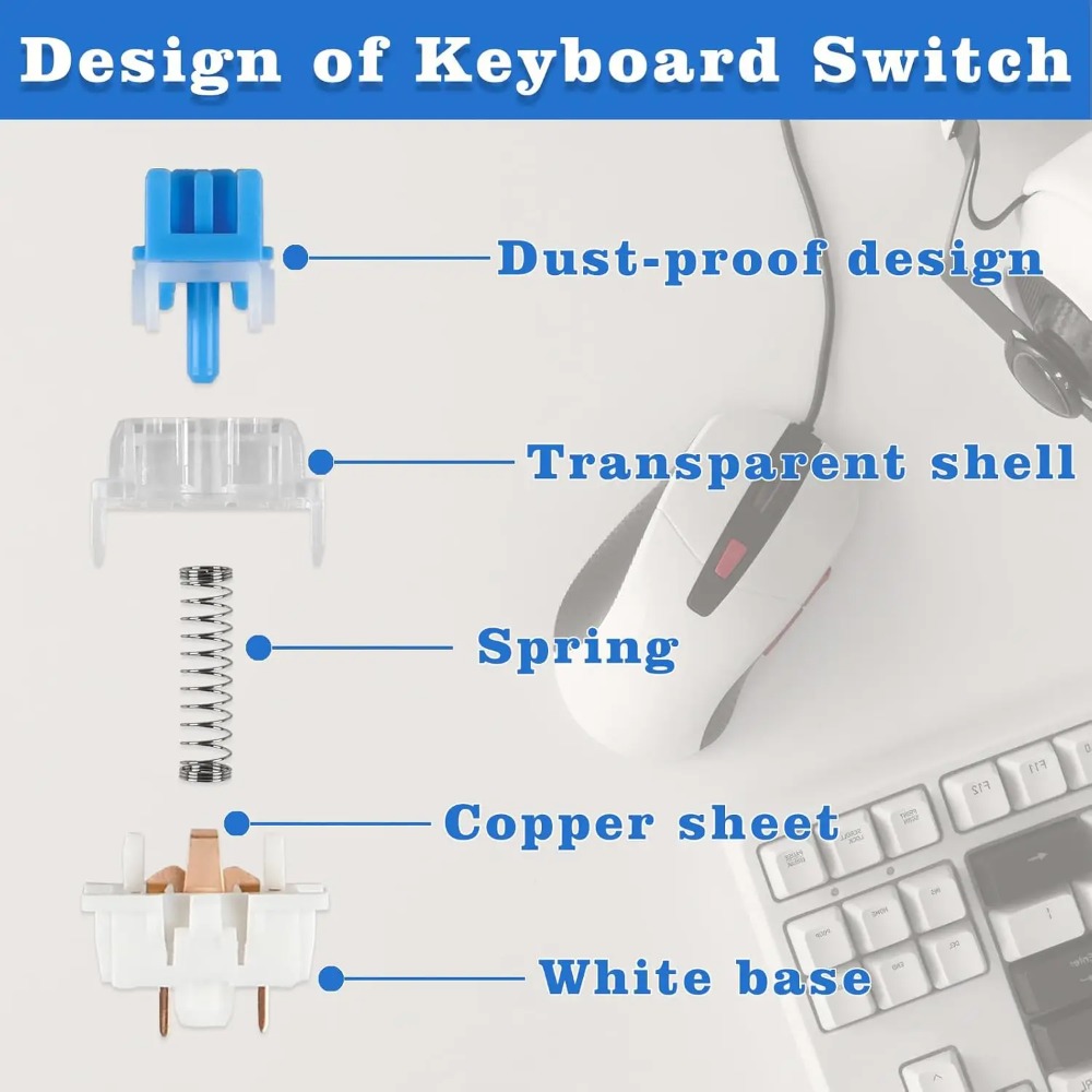 1-150Pcs 3 Pin DIY Mechanical  - Gaming Keyboard Blue Switches ulasan dan harga