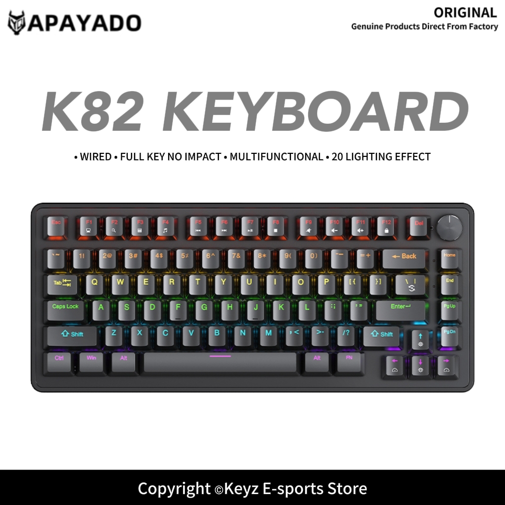 K82 75% Portable Wired Mechani - Gaming Keyboard Blue Switches ulasan dan harga