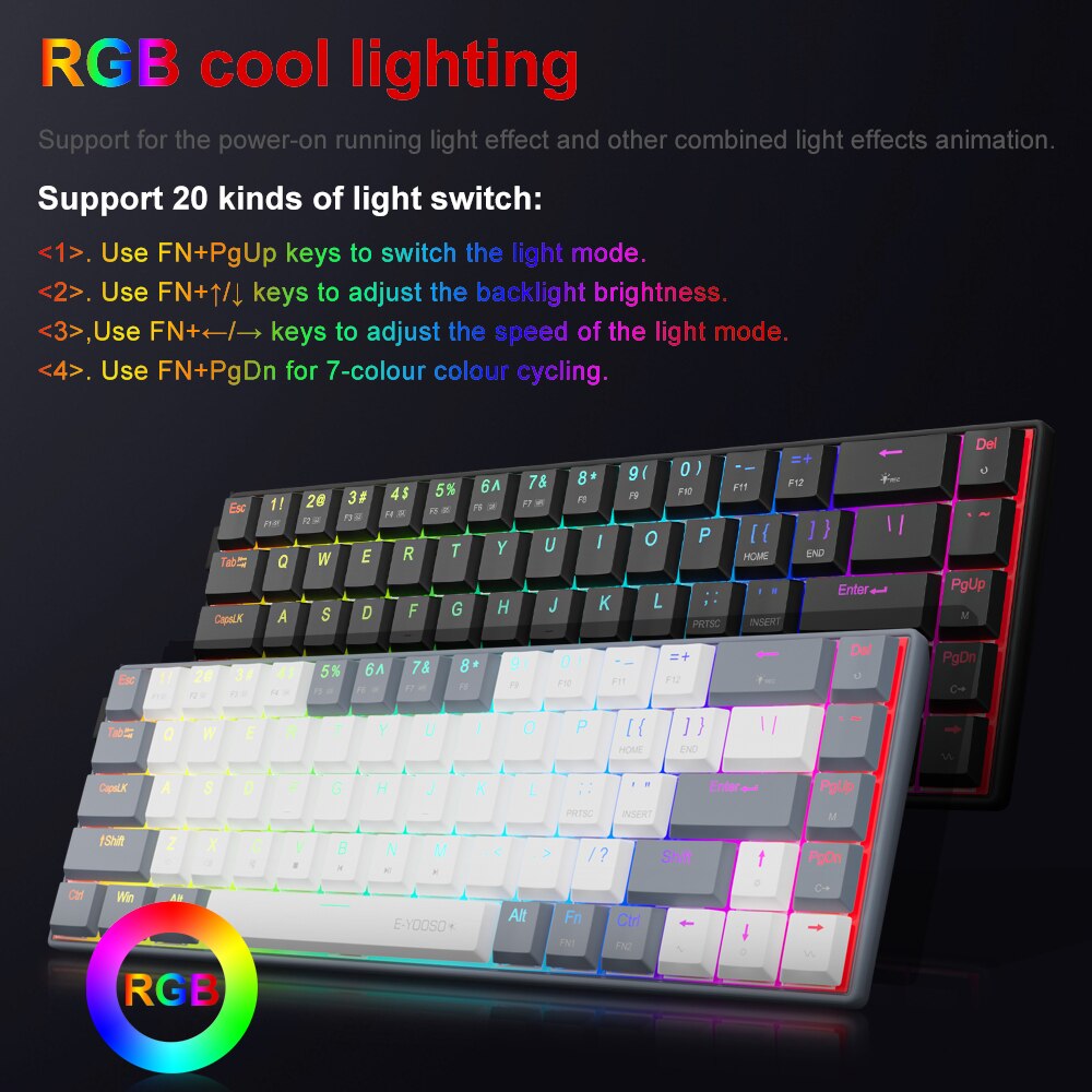 E-YOOSO A68 RGB Mini Slim USB  - Gaming Keyboard Budget ulasan dan harga