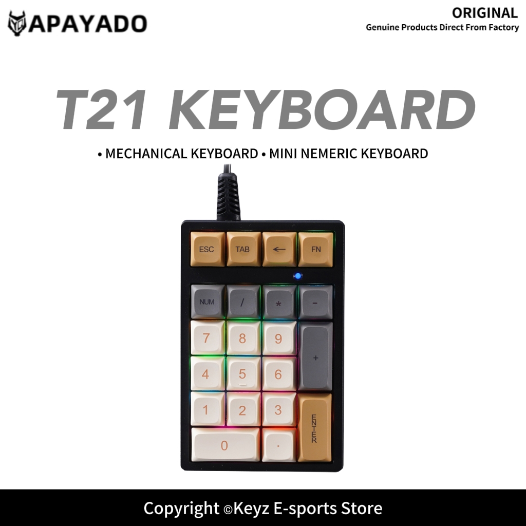 T21 Mini Number Keypad RGB Bac - Gaming Keyboard Blue Switches ulasan dan harga