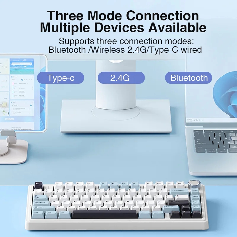 AULA F75 2.4G Wireless/Bluetoo - Gaming Keyboard Blue Switches ulasan dan harga