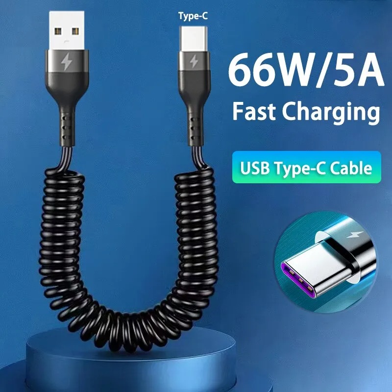 5A Fast Charging Coiled USB C  - Coiled Usb Cable ulasan dan harga
