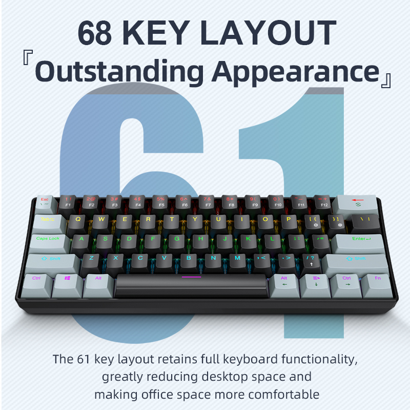 APAYADO K61 Mini 60% Gaming Ke - Gaming Keyboard Blue Switches ulasan dan harga