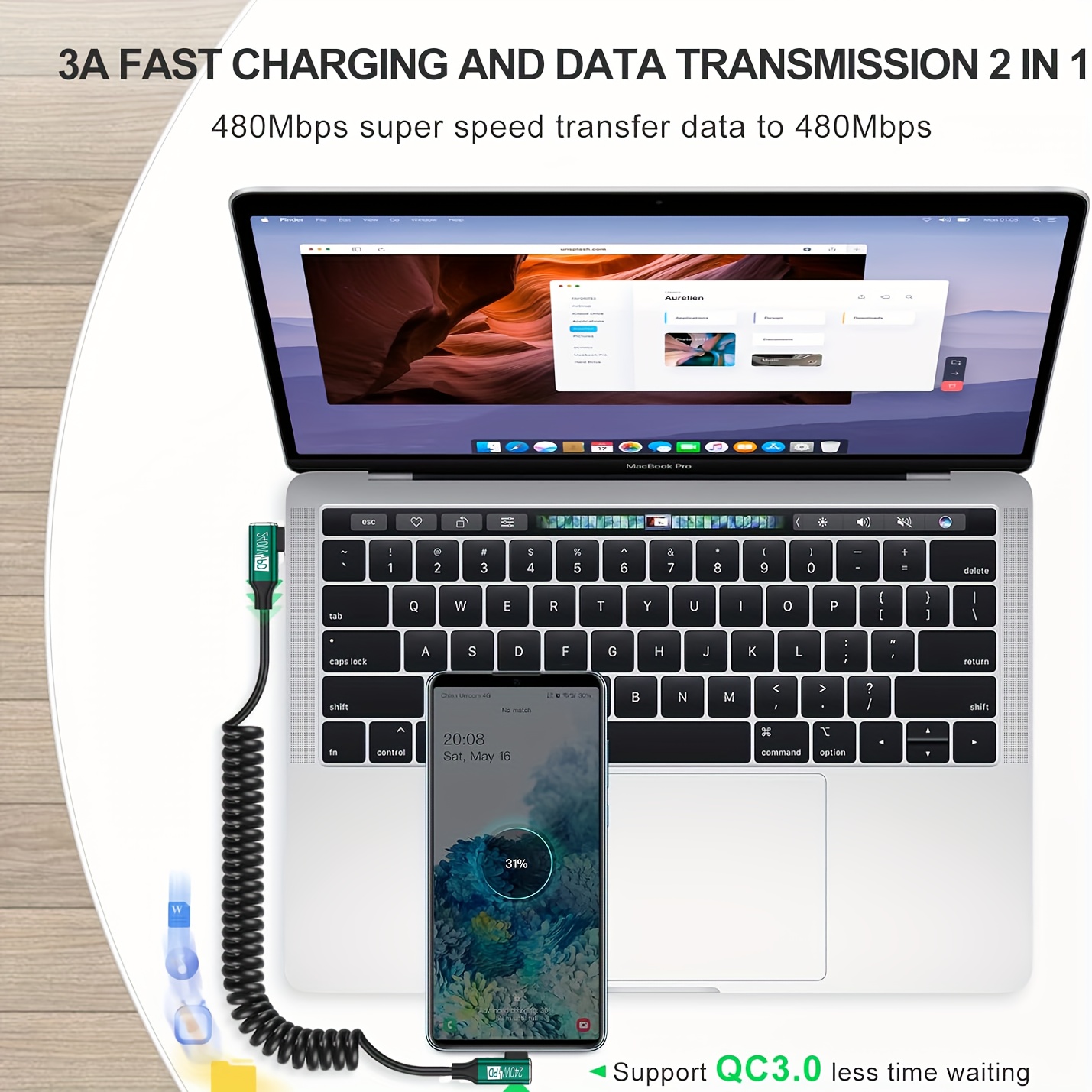 USB-C to USB-C Coiled Cable wi - Coiled Usb Cable ulasan dan harga