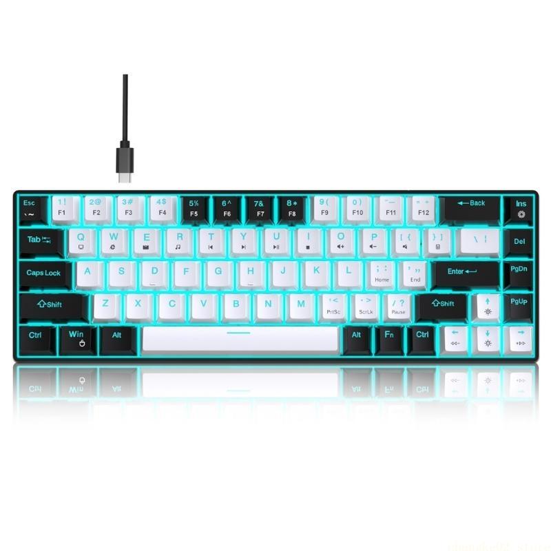 Portable 68Keys Mechanical Gam - Gaming Keyboard Blue Switches ulasan dan harga